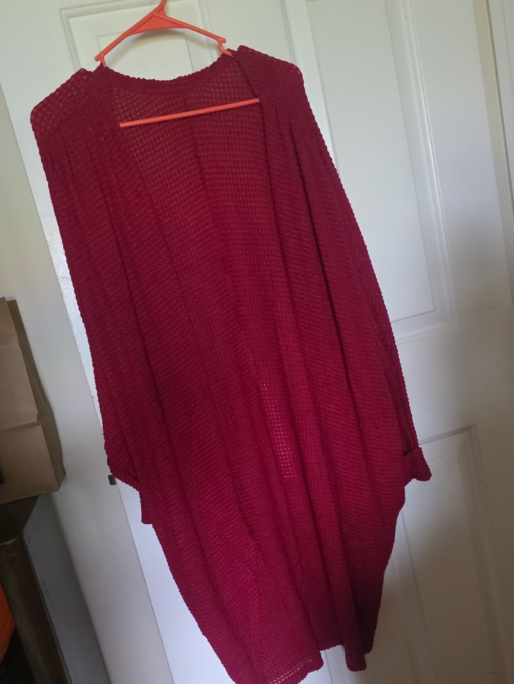 Women’s Open-Front Knit Cardigan Sweater - Deep Red
